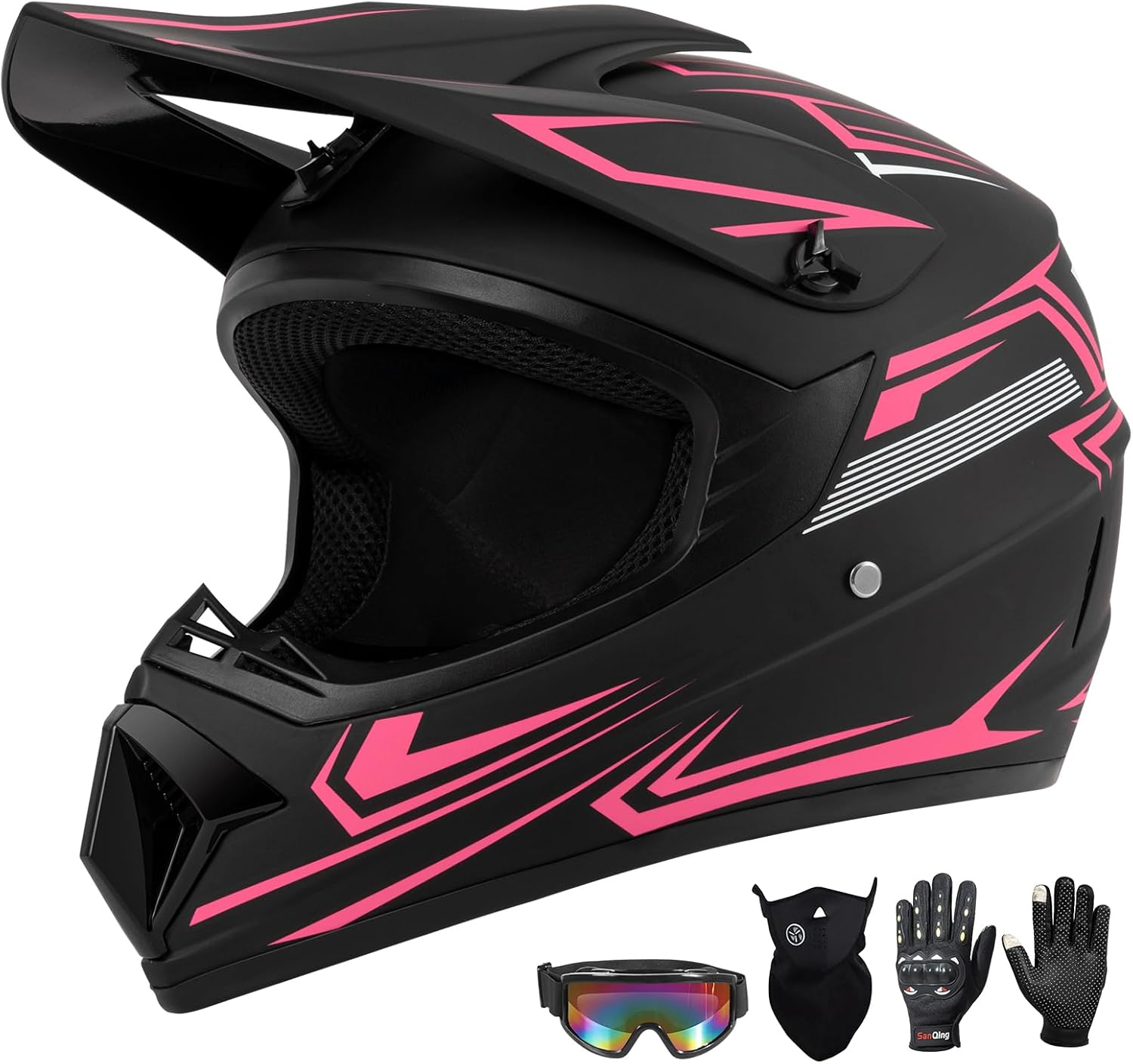Youth Kids Dirt Bike Helmet Set with Goggles and Gloves