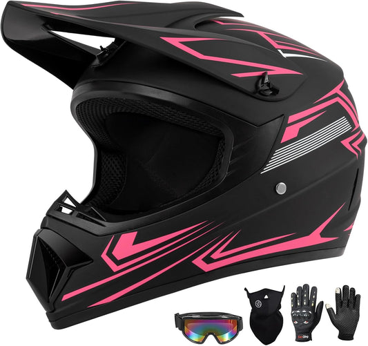 Youth Kids Dirt Bike Helmet Set with Goggles and Gloves