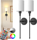 Set of 2 Battery Operated Wall Sconces for Modern Home Decor