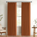 100% Blackout Shield Linen Look Pinch Pleated Curtains 108in - Burnt