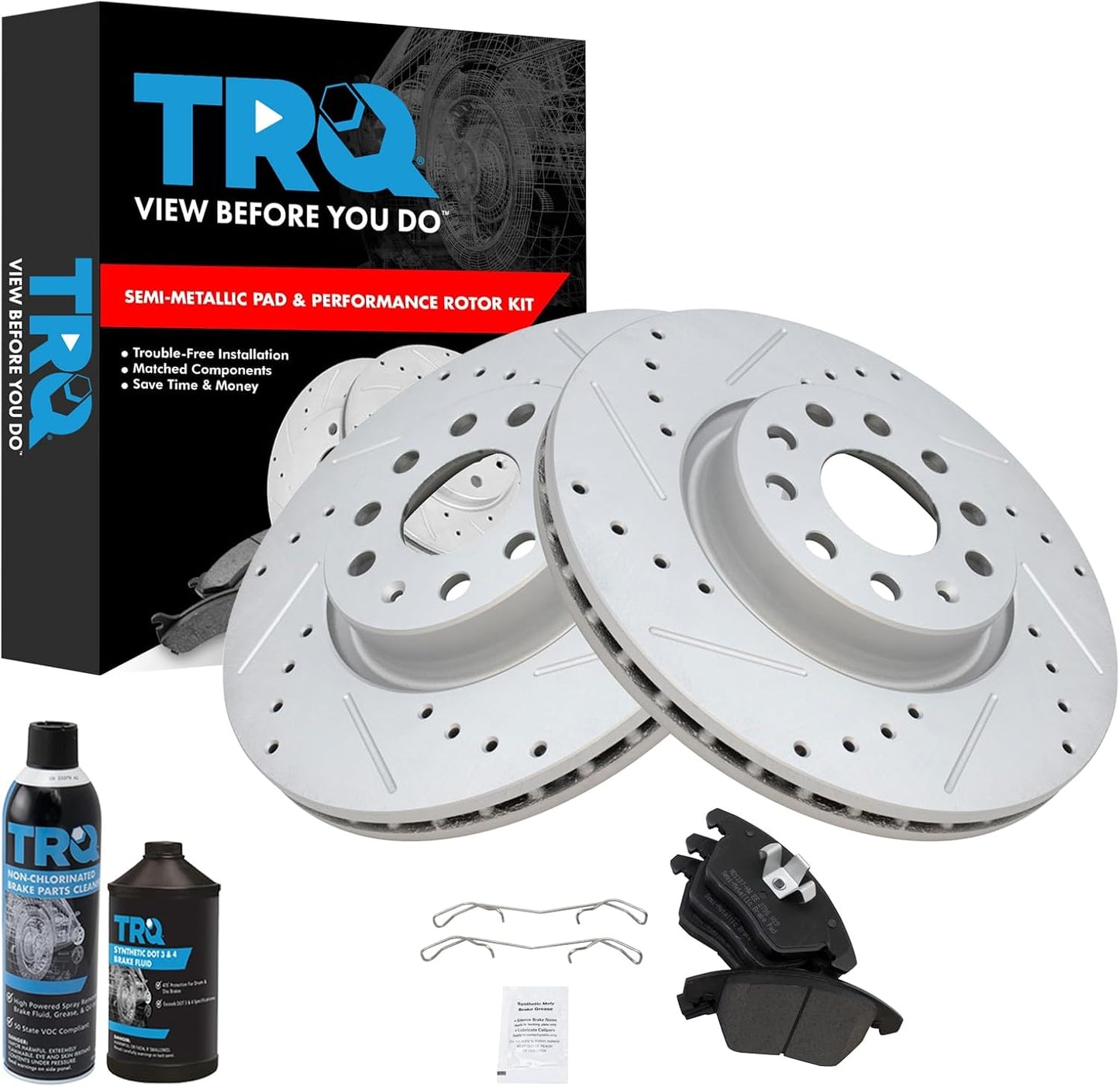 TRQ Front Brake Pad & Rotor Kit for Audi & Volkswagen Vehicles