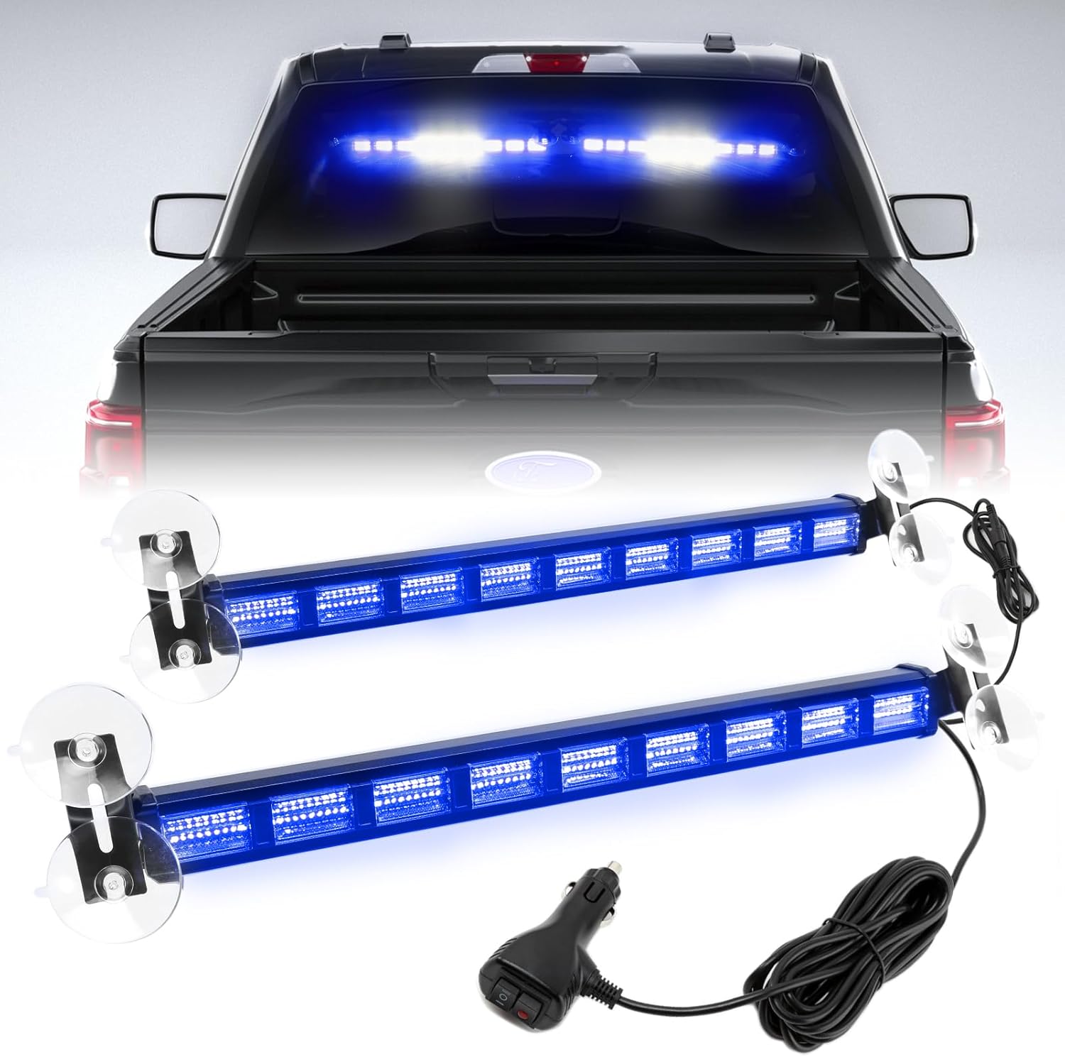 BooYu Switchable 4 Colors Emergency Strobe Light Bar for Vehicles