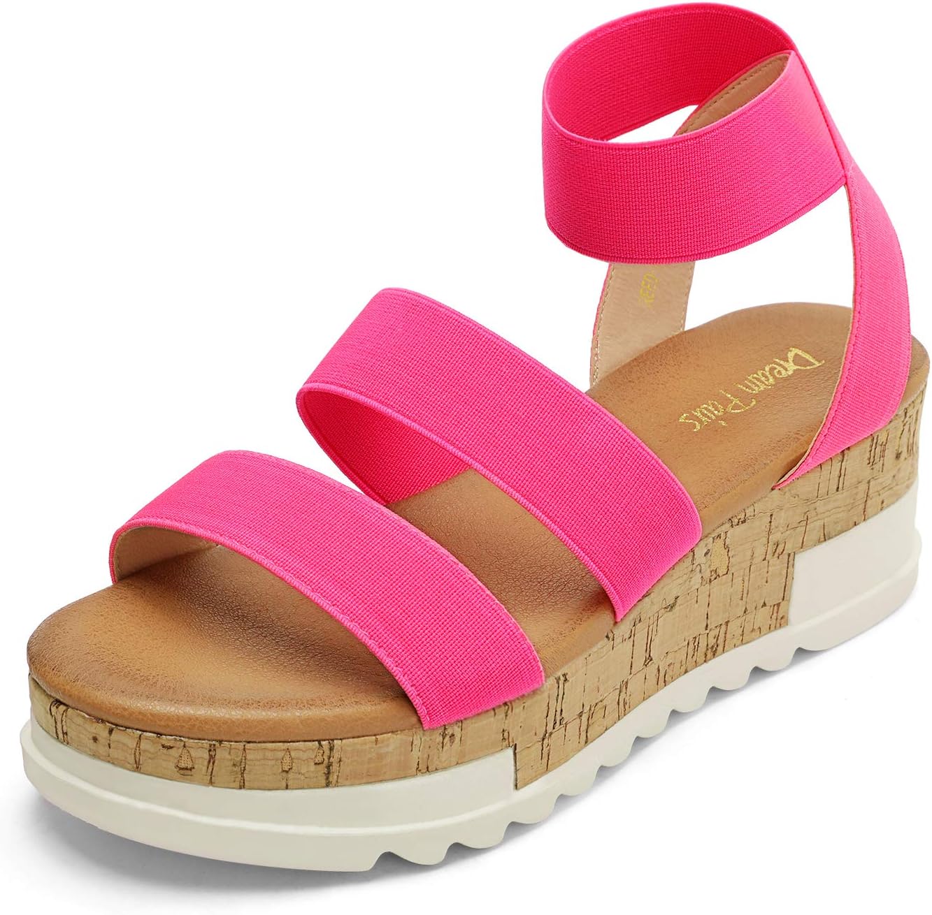 DREAM PAIRS Women's Open Toe Elastic Ankle Strap Wedge Sandals