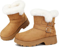 Platform Women's Ankle Winter Boot - Chunky Low Heel Snow Booties