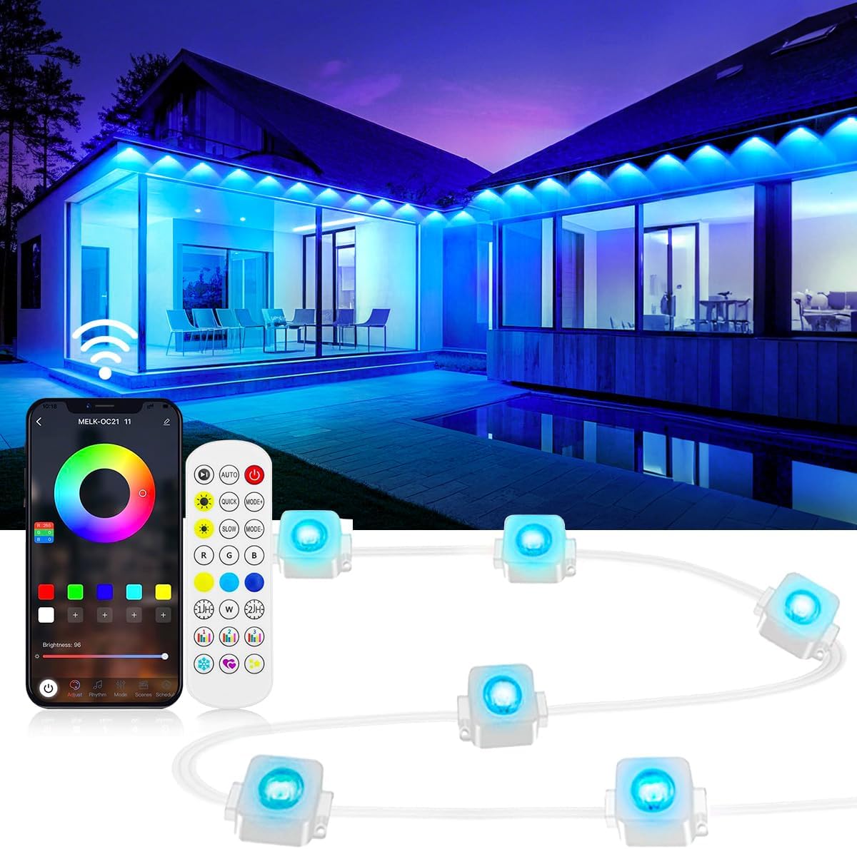 200ft Permanent Outdoor Lights for House with Smart Control