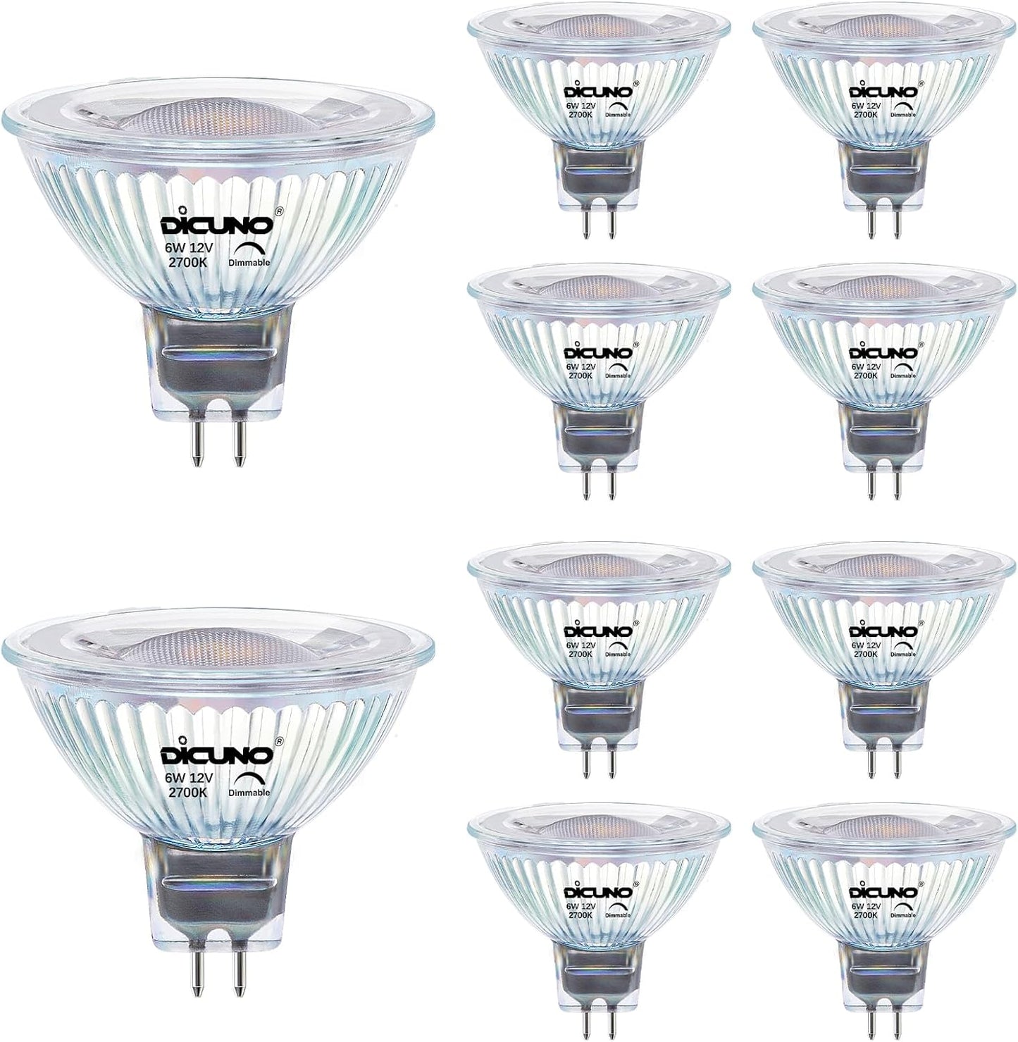 DiCUNO MR16 LED Bulb Dimmable 60W Equivalent Warm White Light