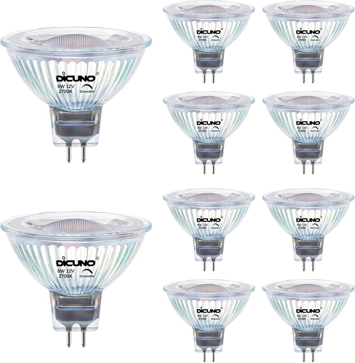 DiCUNO MR16 LED Bulb Dimmable 60W Equivalent Warm White Light