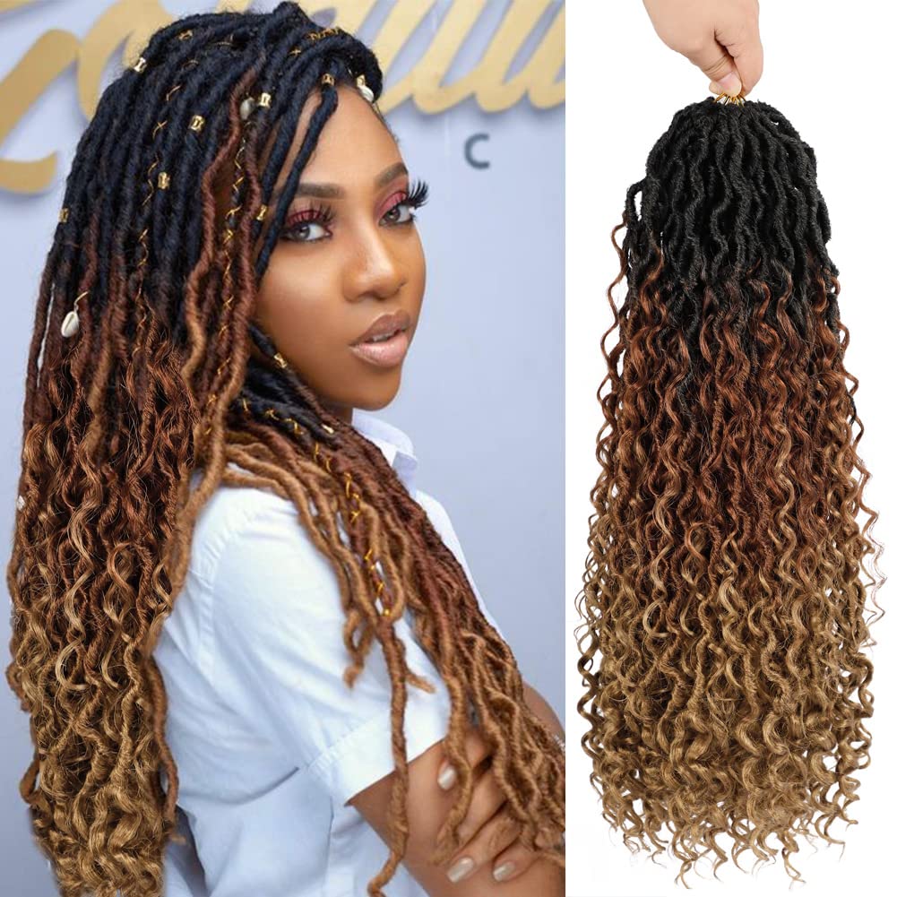 12 Inch Goddess Locs Crochet Hair for Women - Ombre Faux Locs