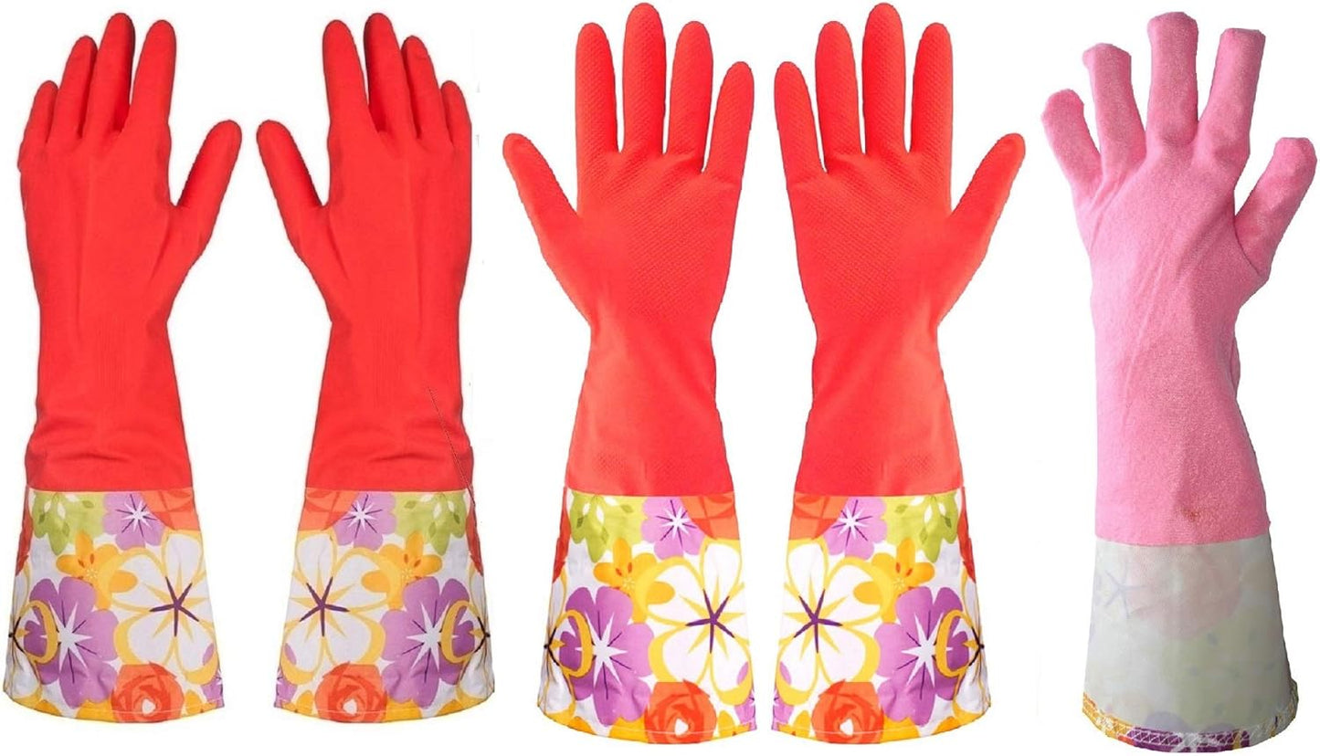 Cozy Warm Lined Kitchen Cleaning Gloves x2
