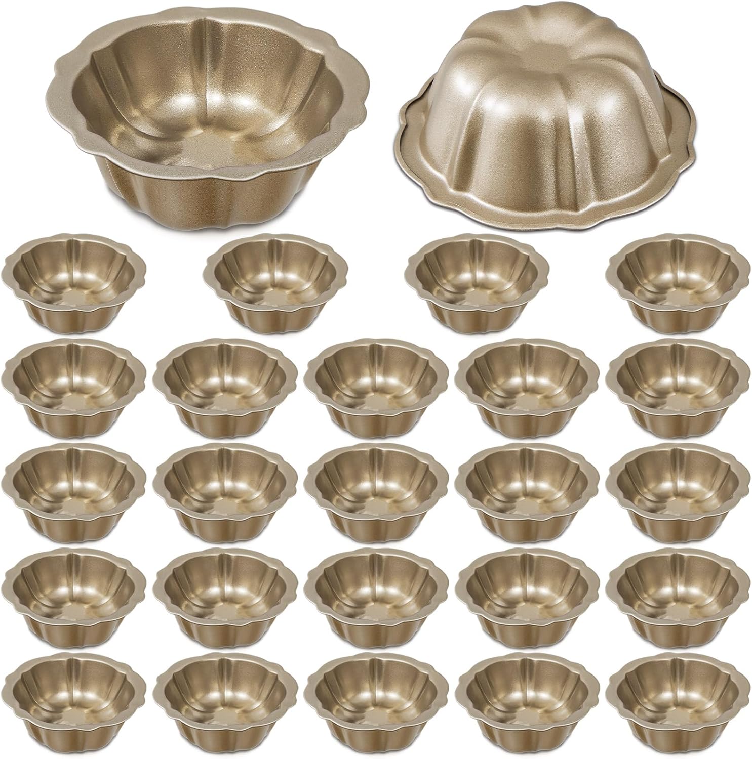Ctosree 24 Pcs 4 Inches Fluted Mini Cake Pan for Baking
