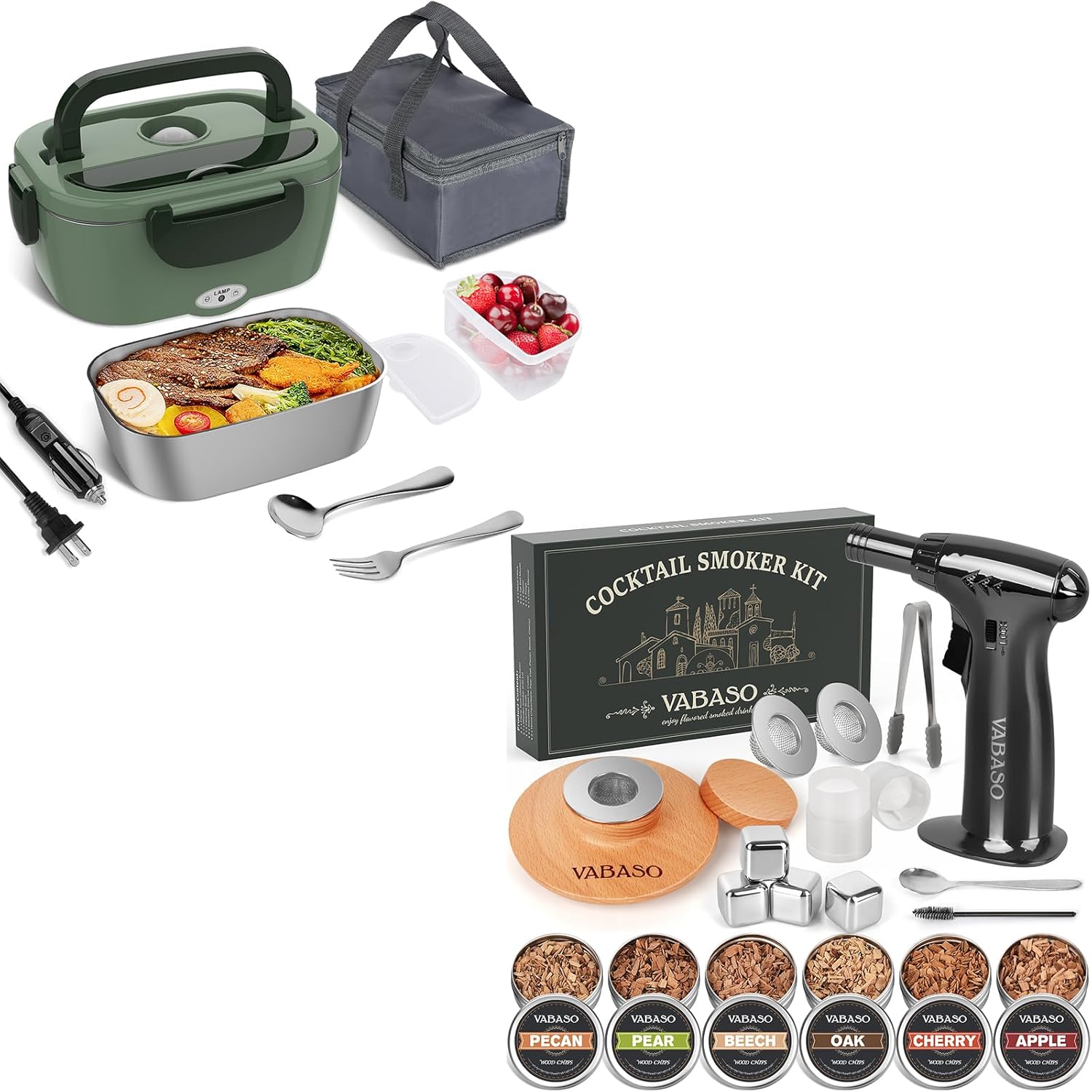 Vabaso 1.5L Electric Lunch Box & Smoker Kit: Portable & Versatile