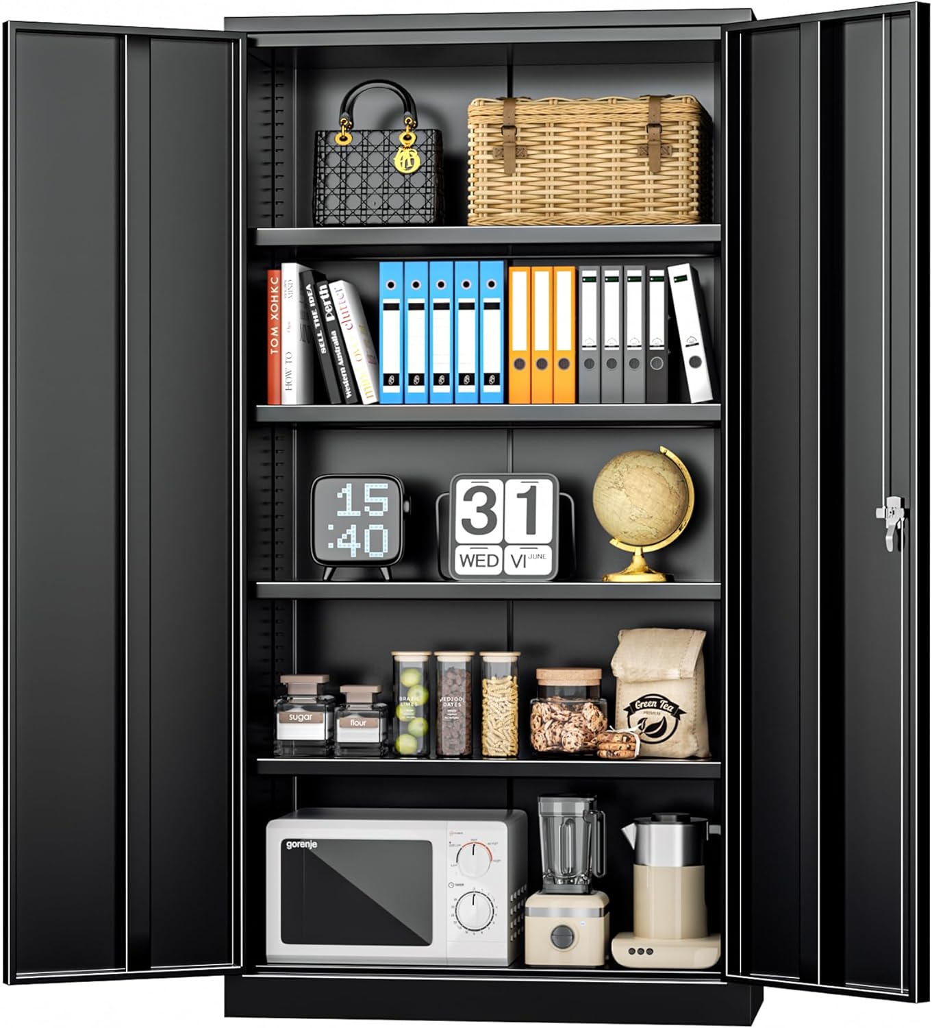 INTERGREAT 72in Locking Steel Storage Cabinet with Shelves