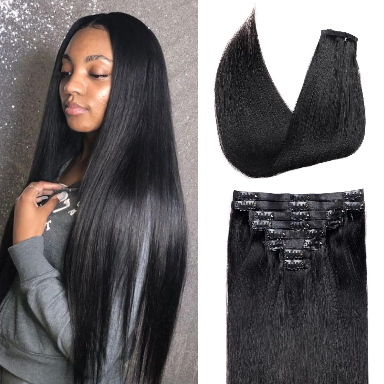 Seamless Clip in Hair Extensions for Natural Soft Look