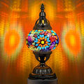 Marrakech Turkish Table Lamp with Bronze Base - Colorful Mosaic Glow