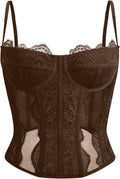 Corset Tops For Women Going Out Lace Mesh Crop Top - Flattering Fit