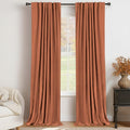 100% Blackout Shield Linen Blackout Curtains 50in x 84in - Total
