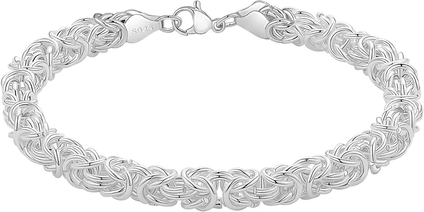 925 Sterling Silver Byzantine Bracelet for Women - Handmade Jewelry
