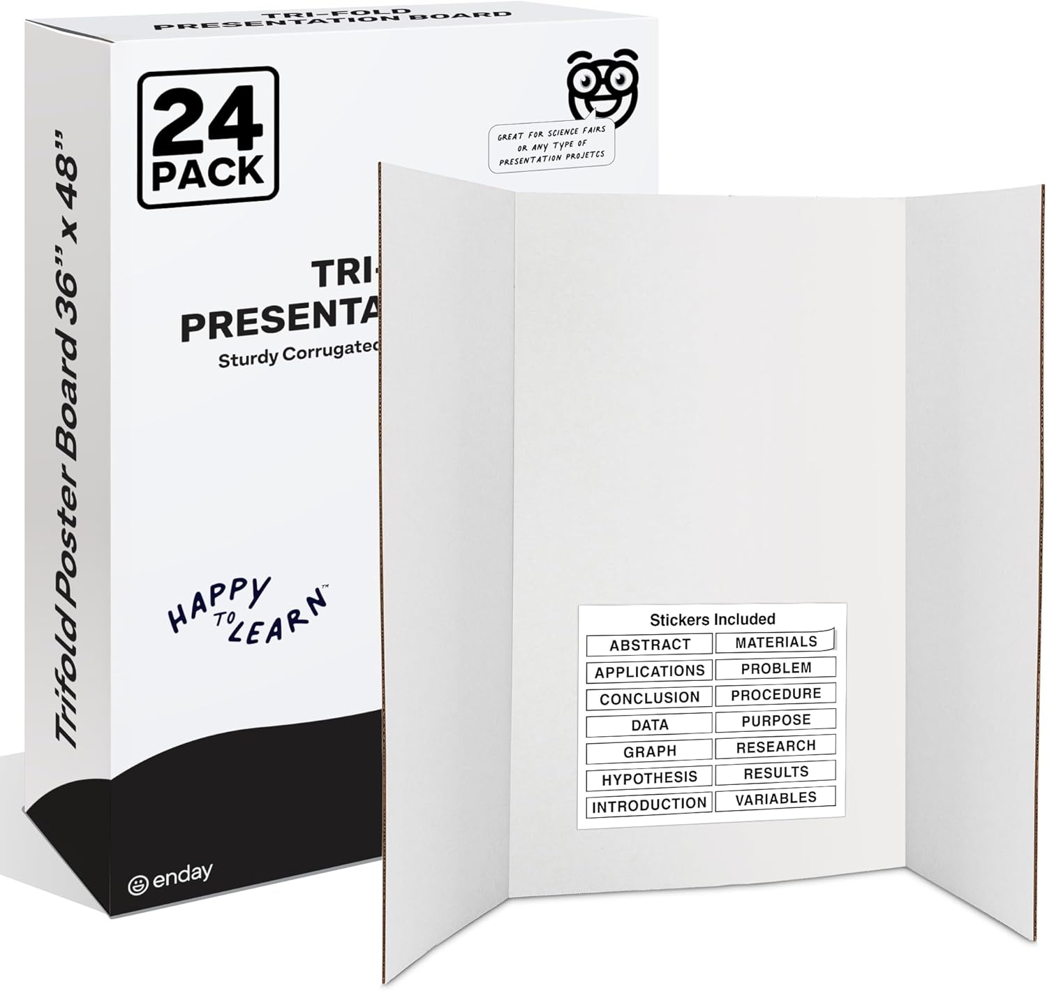 White Trifold Presentation Board for School Projects and Exhibitions