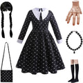 Girls Halloween Cosplay Dress with Wig and Accessories - Black Outfit