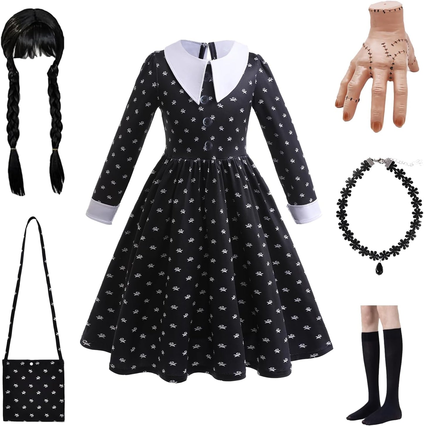 Halloween Cosplay Costume Girls Dress with Wig and Accessories