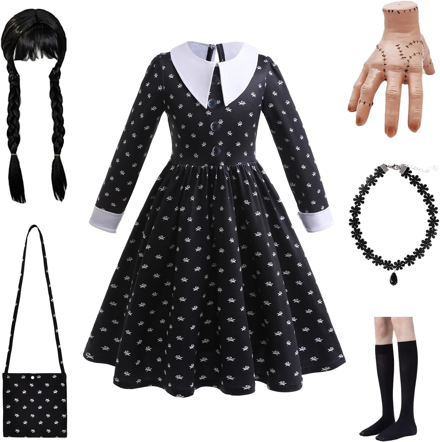 Halloween Cosplay Costume Girls Dress with Wig and Accessories