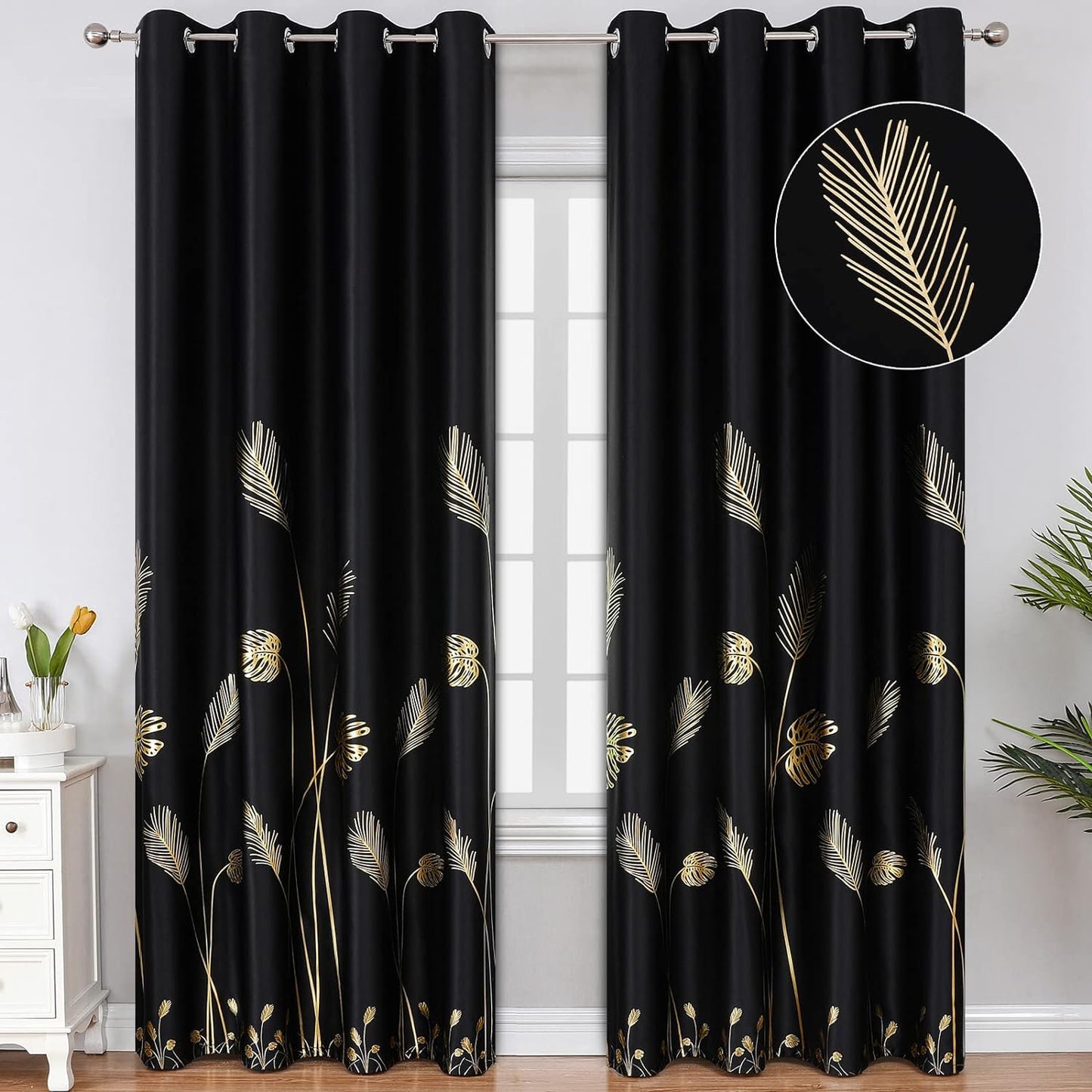 Estelar Textiler Blackout Curtains 108 Inches Length for Elegance