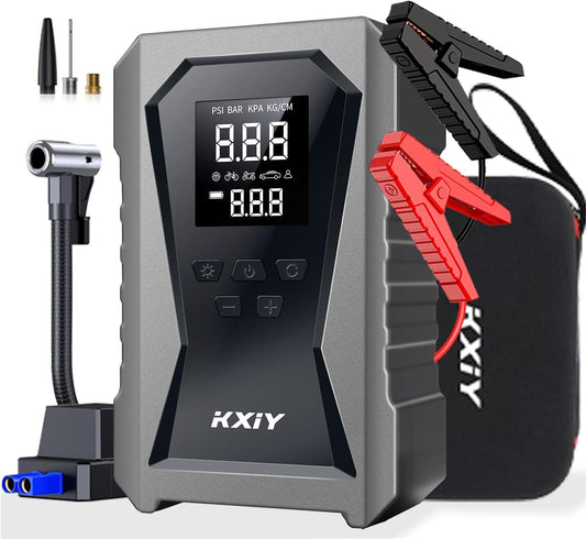 Portable Jump Starter & Air Compressor Combo - Compact & Safe Boost for Vehicles!