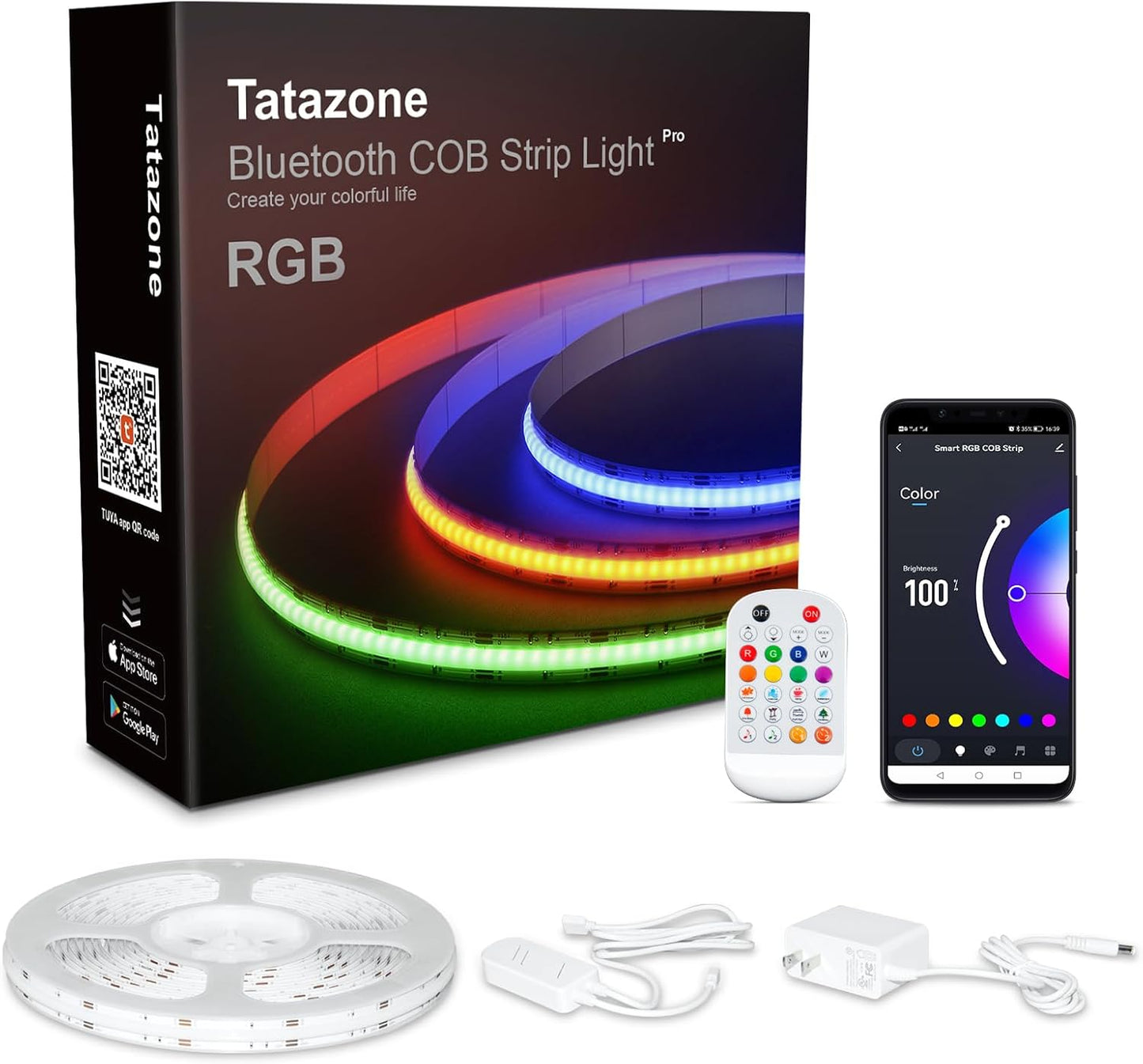 32.8ft Bluetooth RGB COB Led Strip Lights for Home Decor