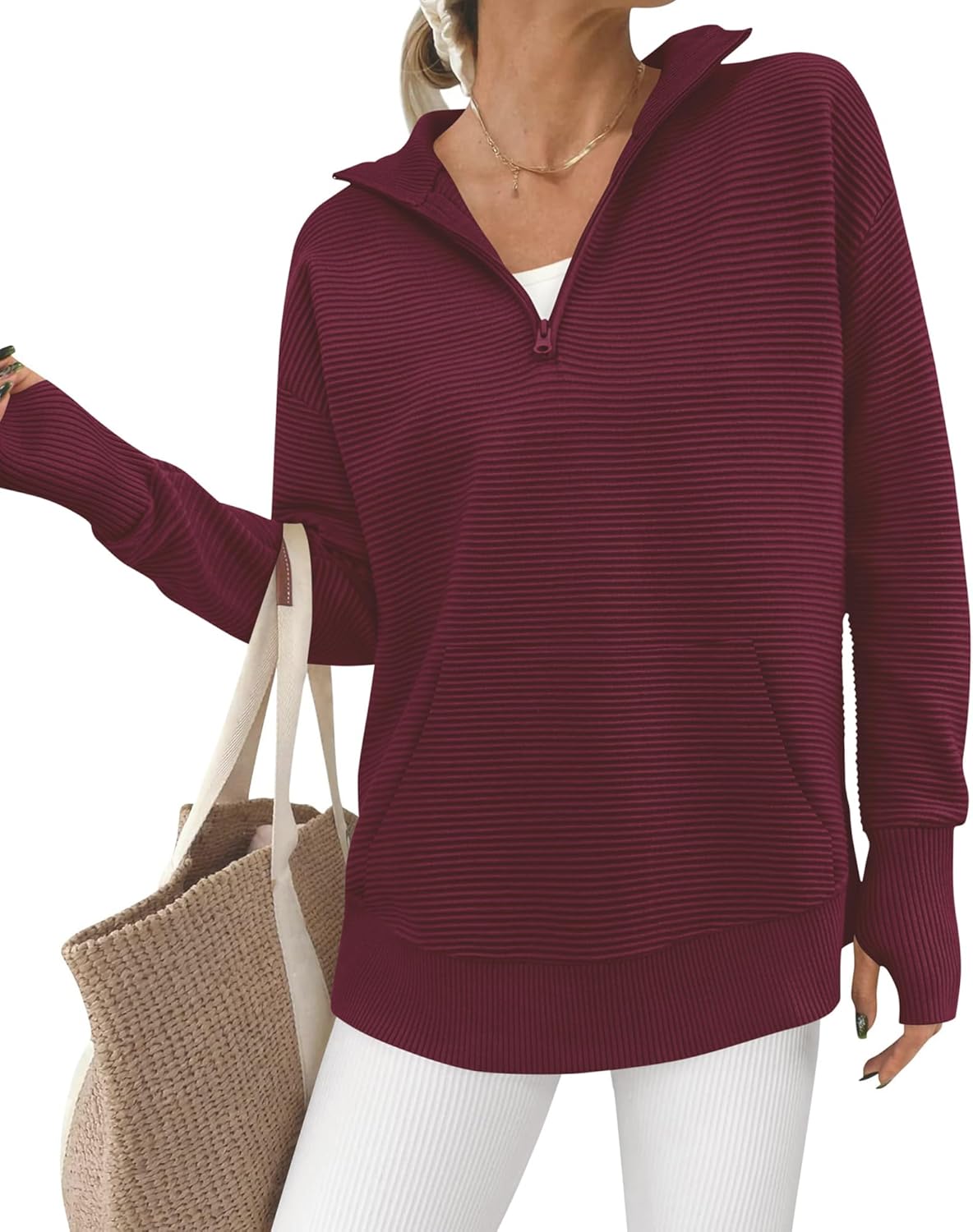 BTFBM Sweaters for Women: Trendy Quarter Zip Pullover Style