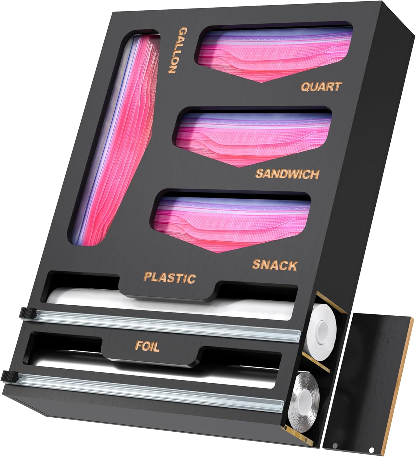 6 in 1 Bag Organizer and Wrap Dispenser for Kitchen Storage