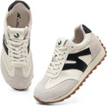 Wide Toe Sneakers for Women Breathable Fabric Leather Suede - Comfort