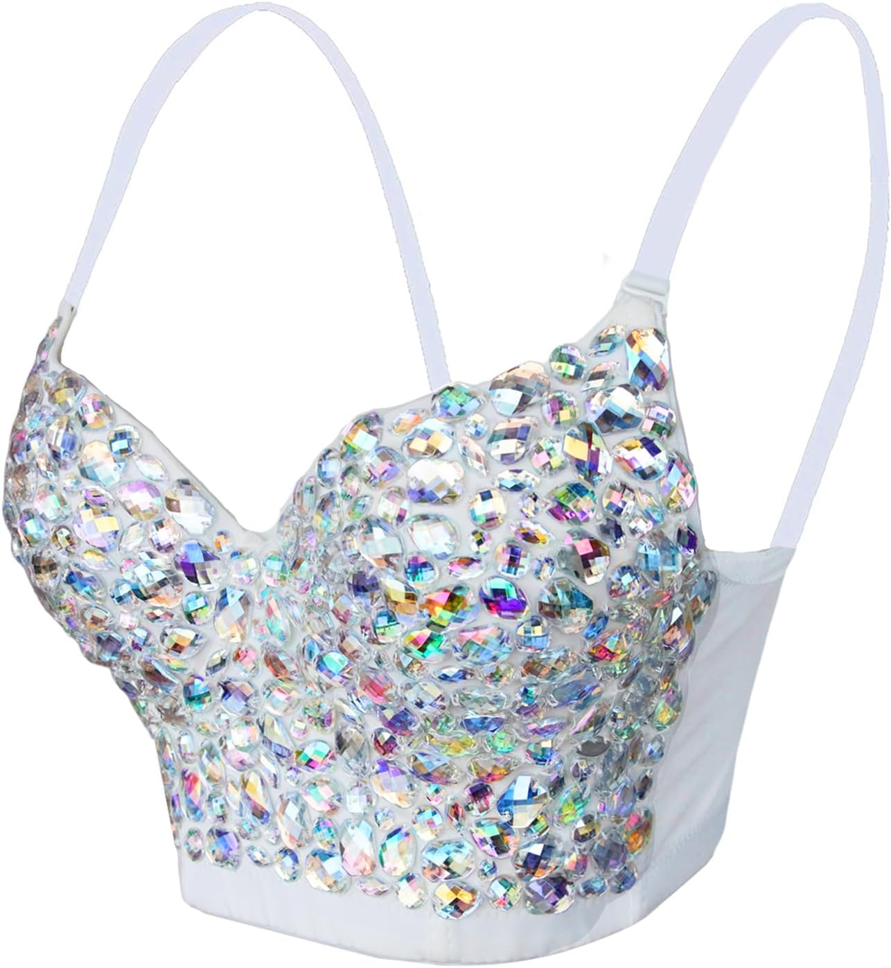 Women's Sexy Rhinestone Glitter Gemstone Push Up Bustier Top