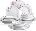 24-Piece White Porcelain Dinnerware Set for 6 - Pink Floral