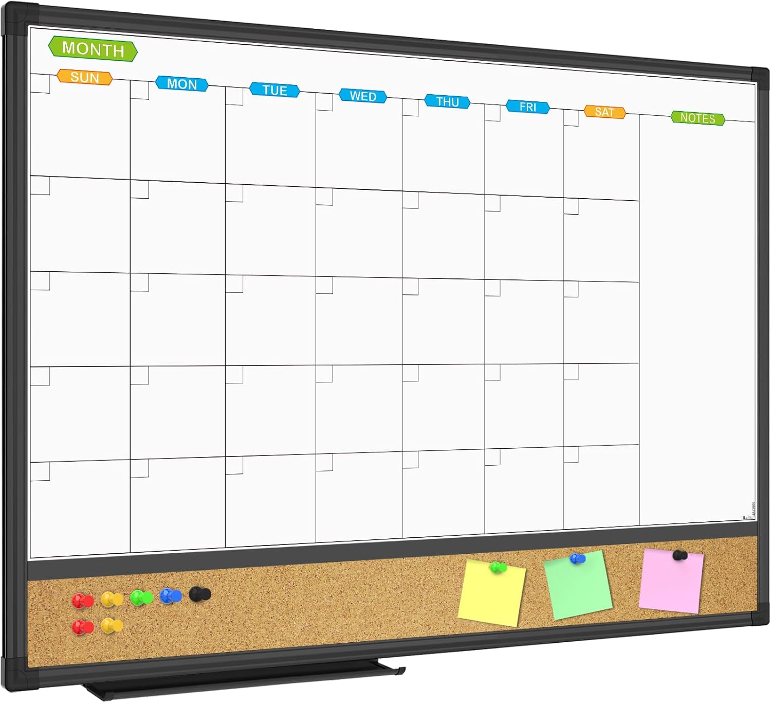 Magnetic Calendar Whiteboard & Corkboard Combo for Home Office