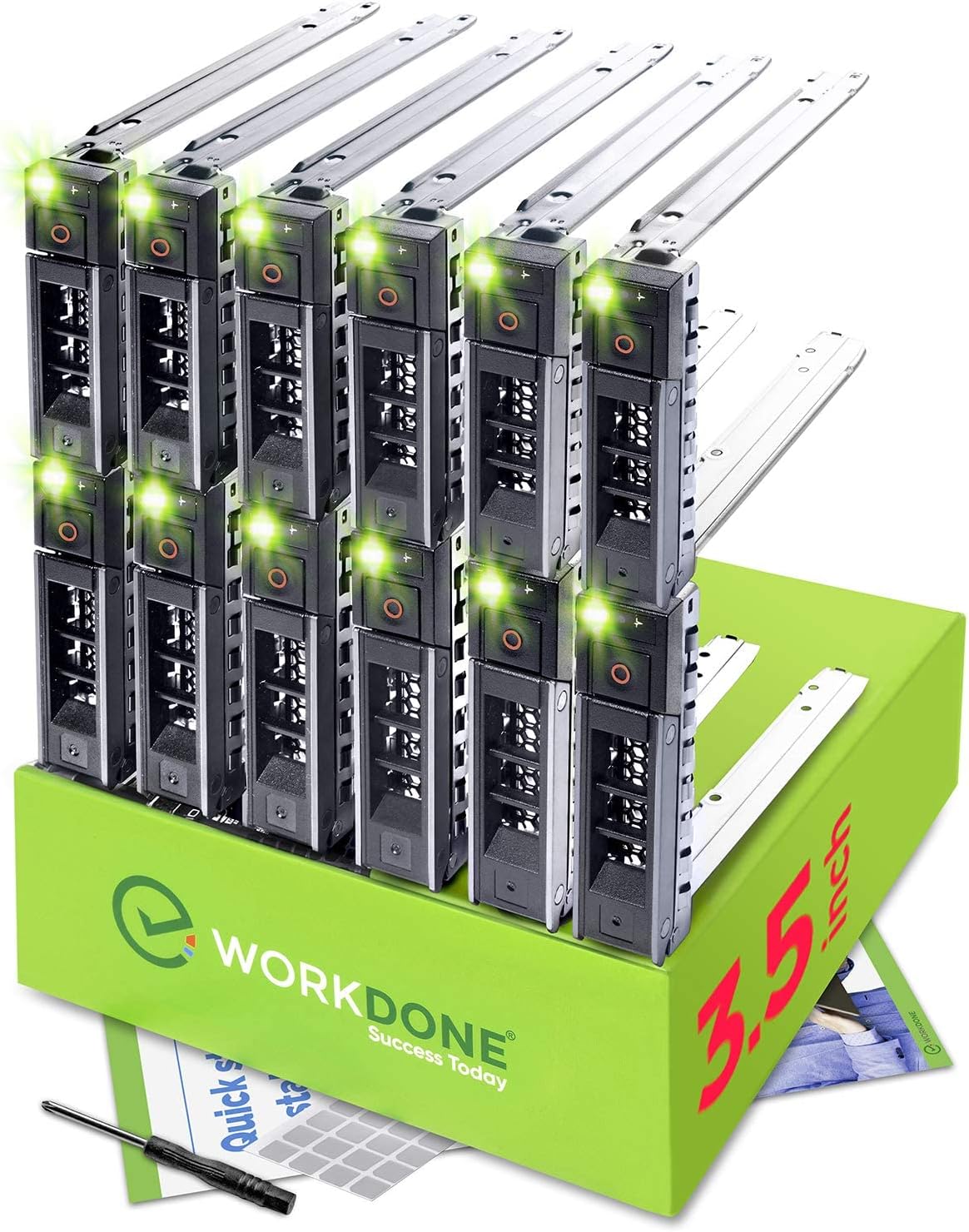 WORKDONE 12-Pack 3.5in Hard Drive Caddy for Dell PowerEdge Servers