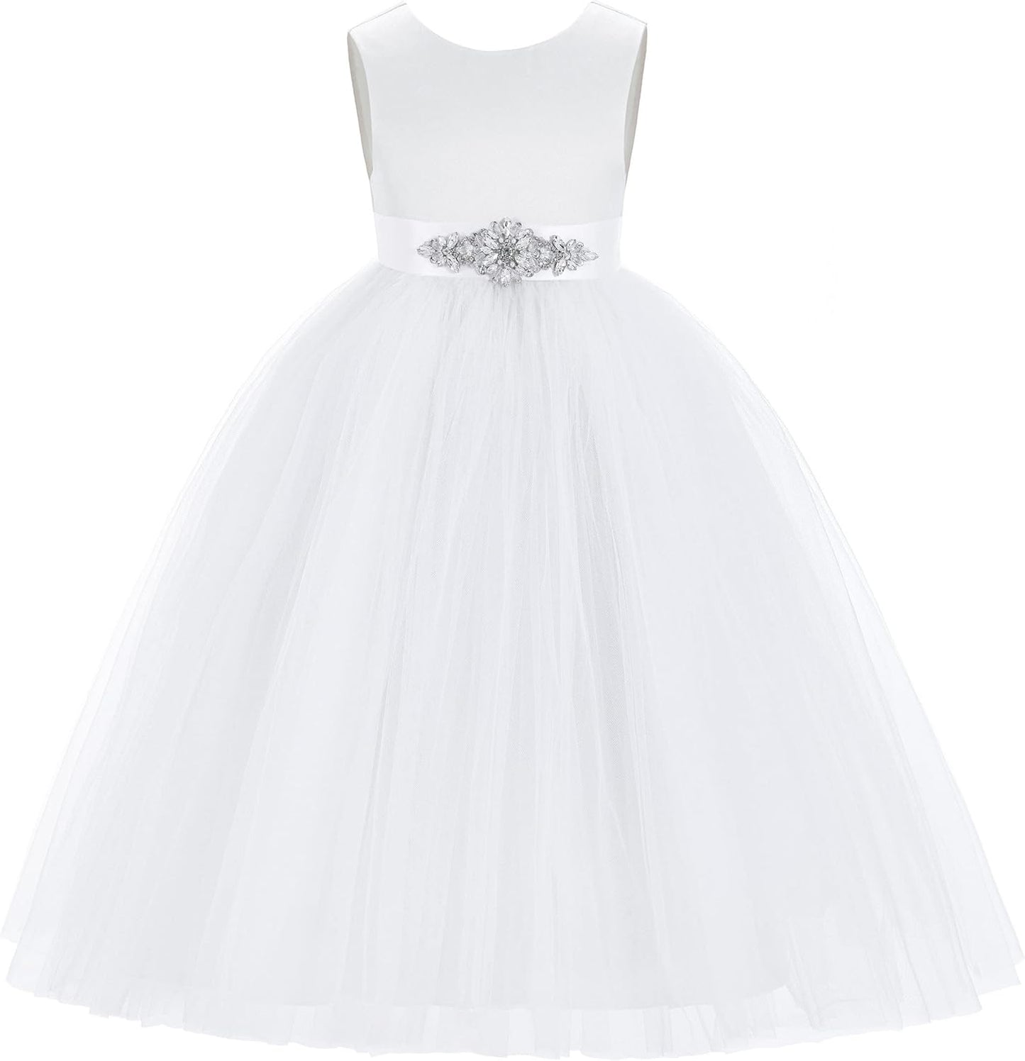 Elegant V-Back Satin Flower Girl Dress for Special Occasions