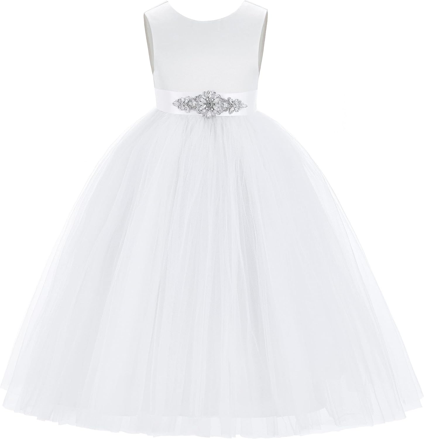 Elegant V-Back Satin Flower Girl Dress for Special Occasions