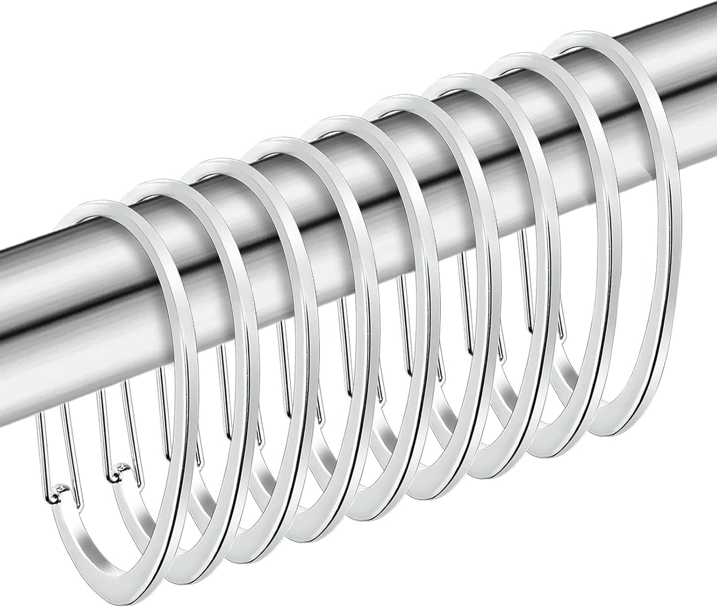 Rustproof Silver Shower Rings by ZESLMG - Set of 12