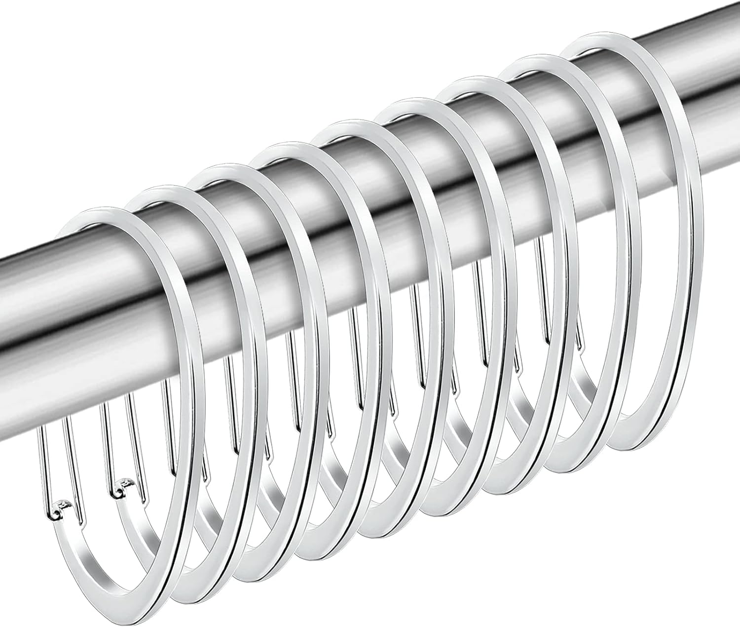 Rustproof Silver Shower Rings by ZESLMG - Set of 12