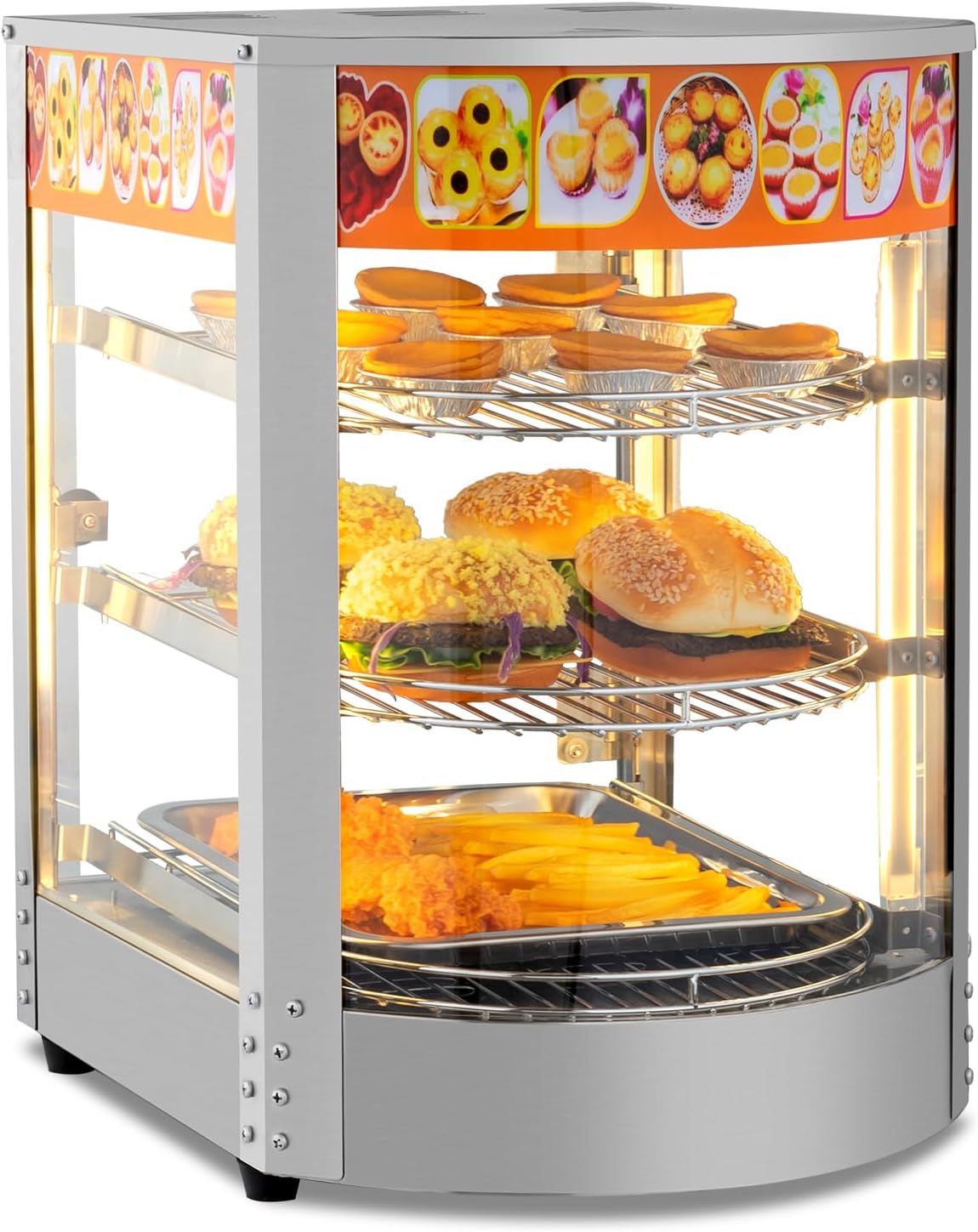 ROVSUN Food Warmer - Commercial Electric Pretzel Warmer 3 Tiers