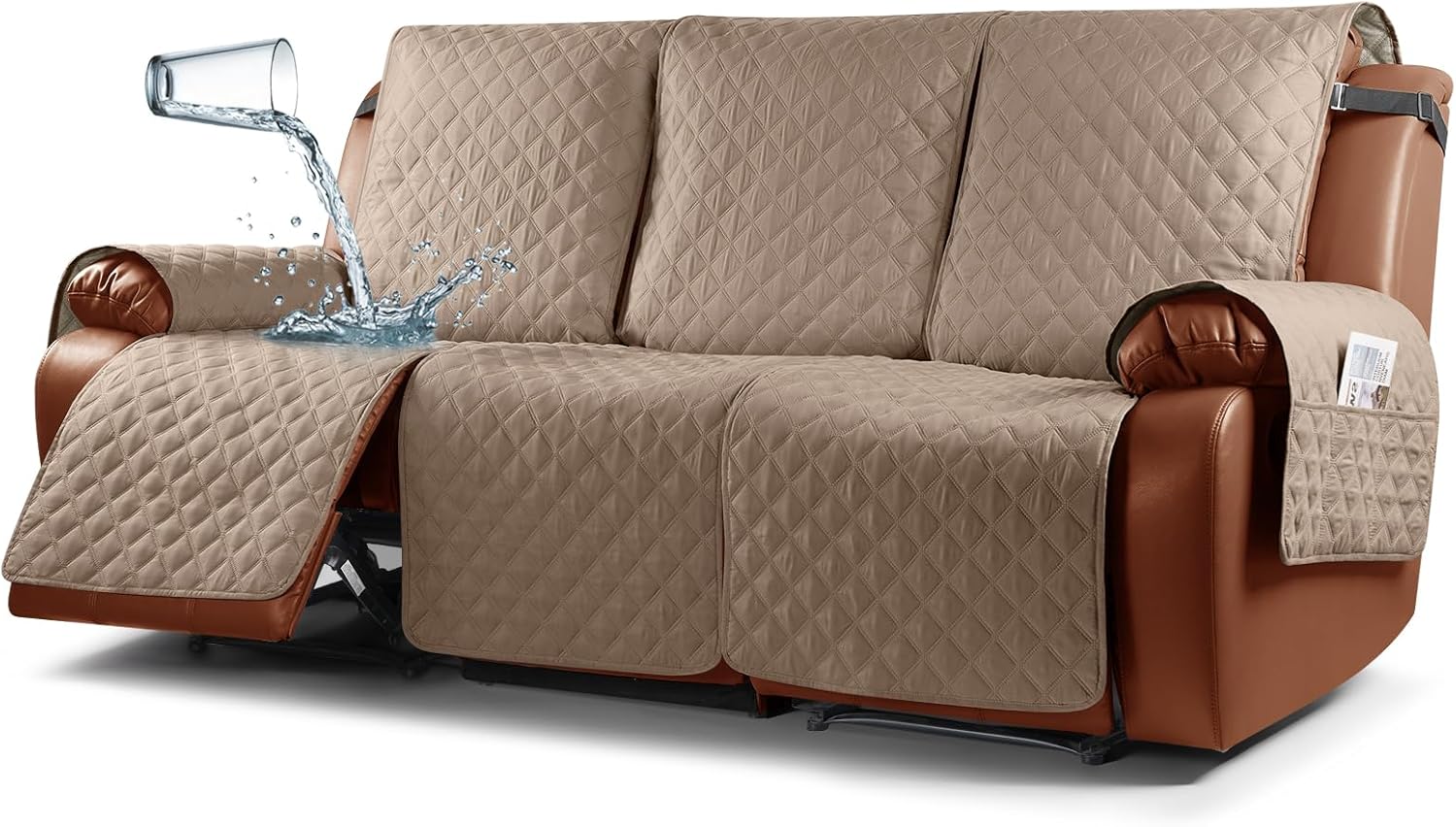 Ruaozz Waterproof Recliner Sofa Cover for 3 Seater Couches