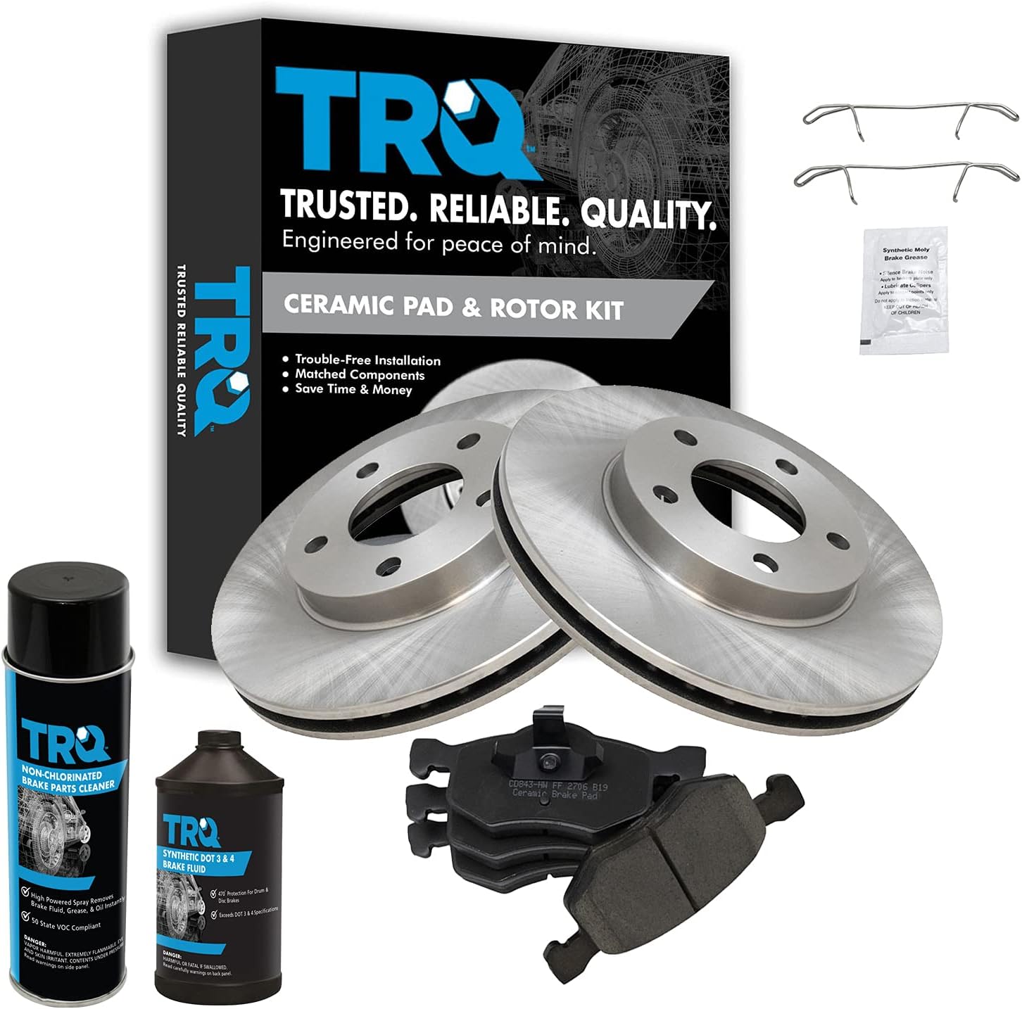 TRQ Front Brake Pad & Rotor Kit for 2001-2007 Ford Escape