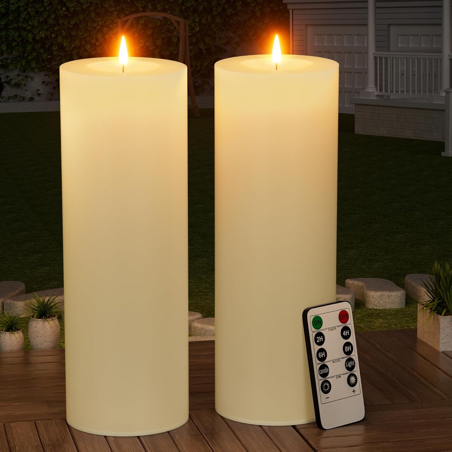 12in x 4in Large Outdoor Candles with Timer for Any Occasion
