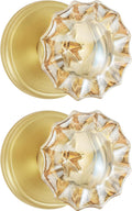 2 Pack Satin Brass Dummy Door Knob Set - Champagne Glass Crystal Gold