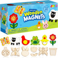 JOYIN 12 Wooden Magnet Creativity Arts & Crafts Painting Kit - Fun DIY
