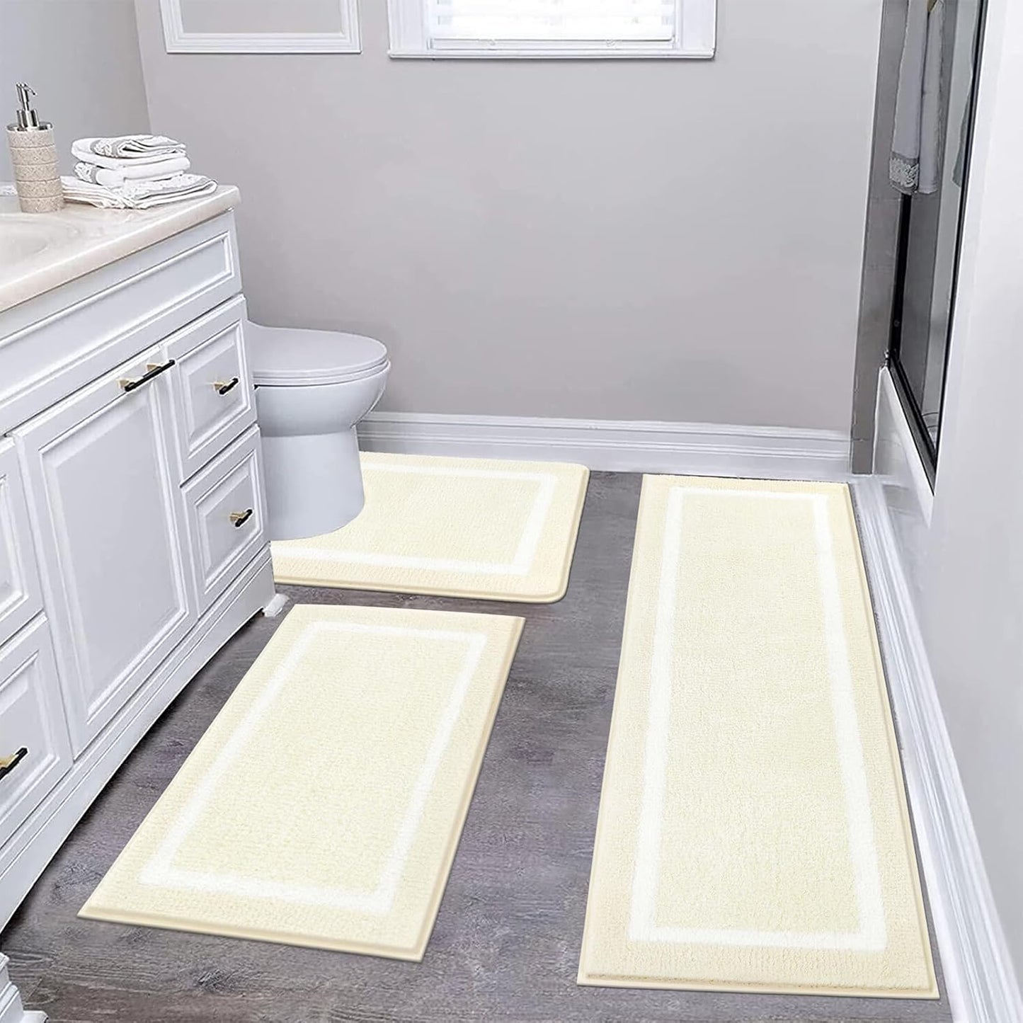 Pauwer 3 Piece Bath Mat Set - Ultra Soft Non-Slip Rugs