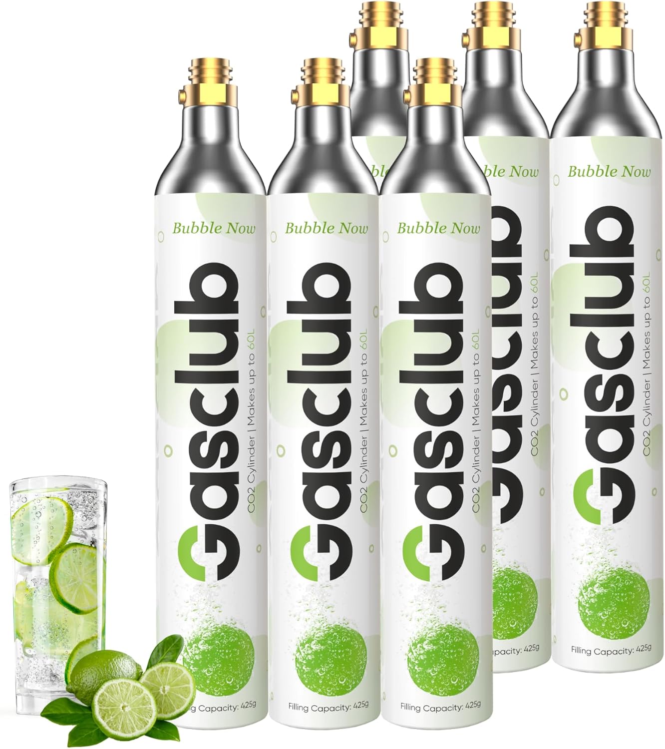 GasClub 60L CO2 Cylinder 6-Pack - Compatible with All Soda Makers