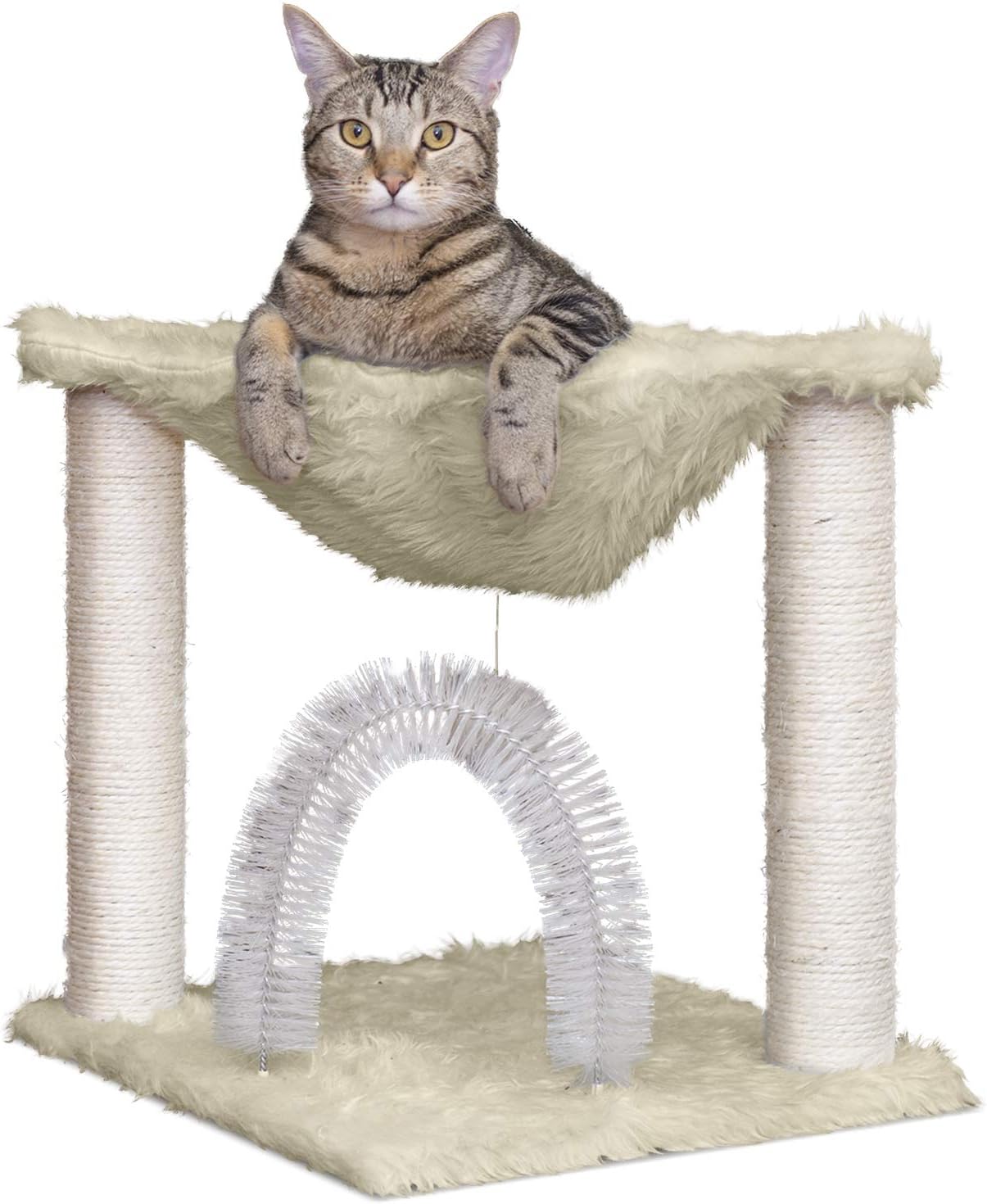Furhaven 15.75in Tall Indoor Cat Playground with Hammock & Toys