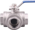 3-Way Ball Valve T Mounting Pad 1.5 in NPT - Stainless 304