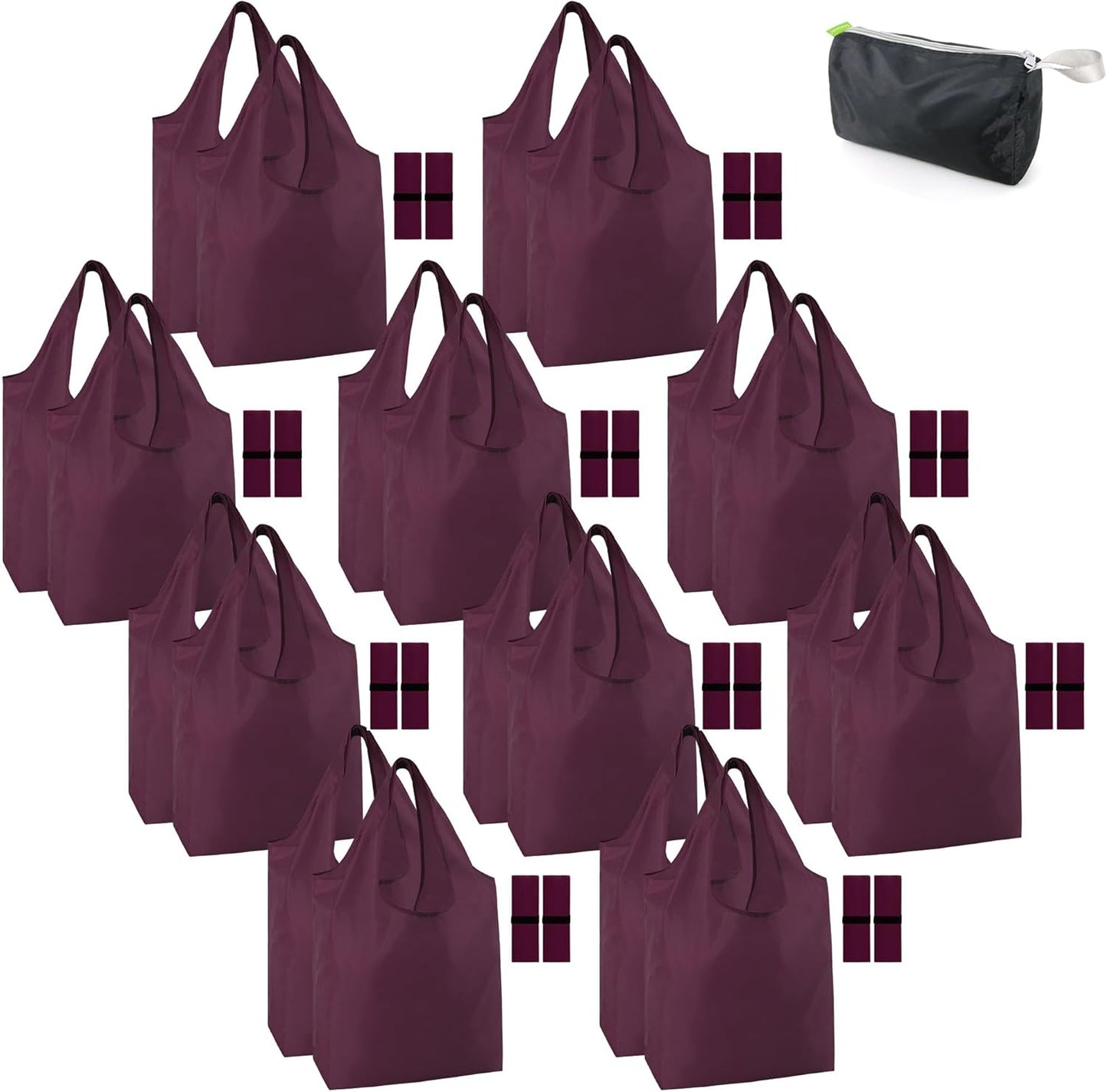 BeeGreen Burgundy Reusable Grocery Bags for Eco-Friendly Shopping